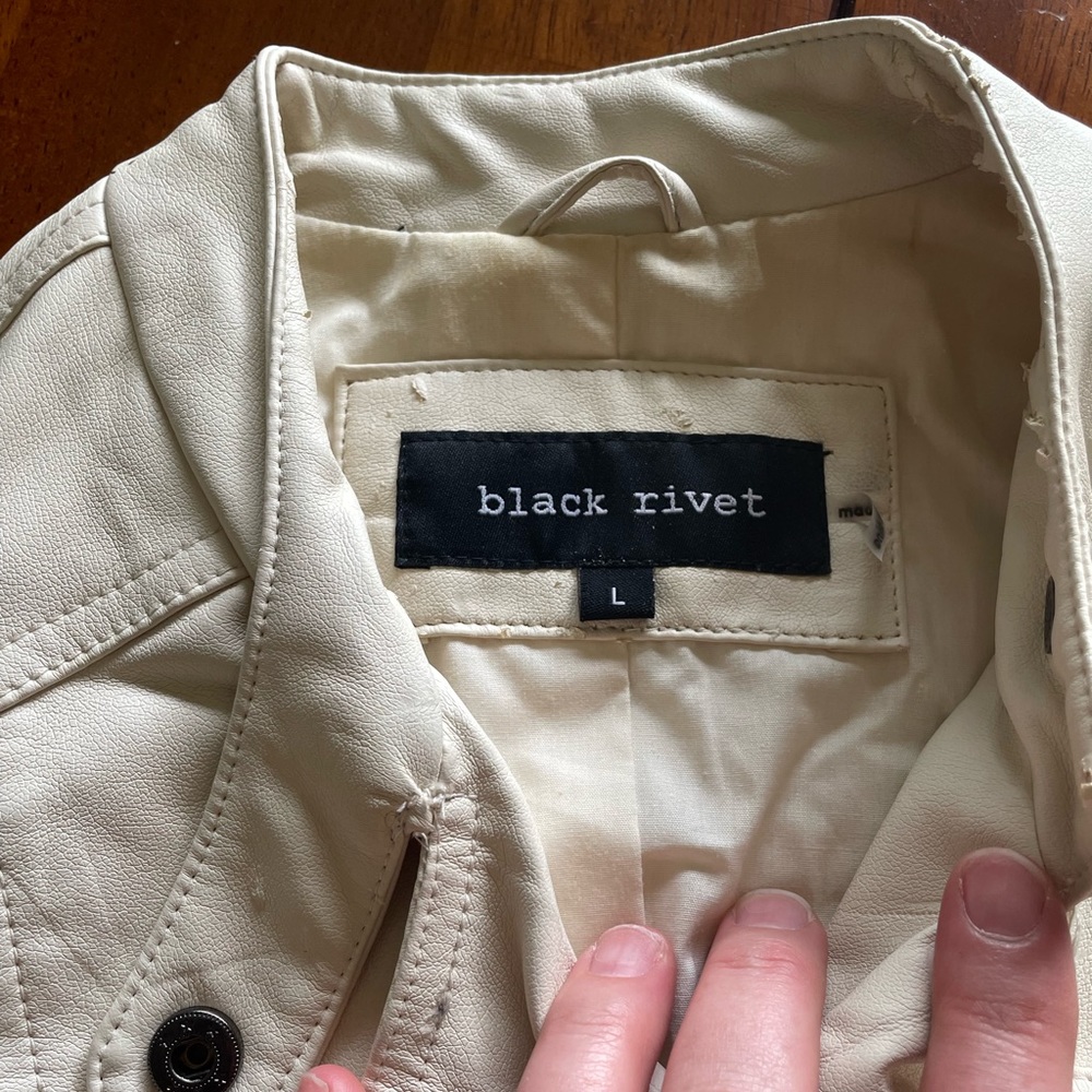 Cream-colored Faux Leather Jacket